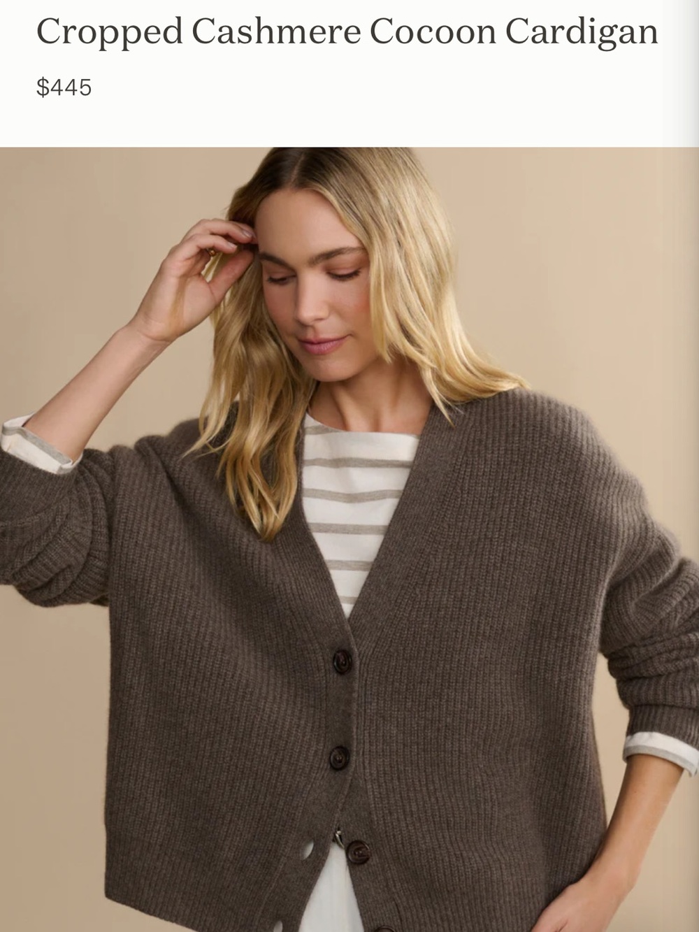 Jenni Kayne Cropped Cashmere Cocoon Cardigan - grey